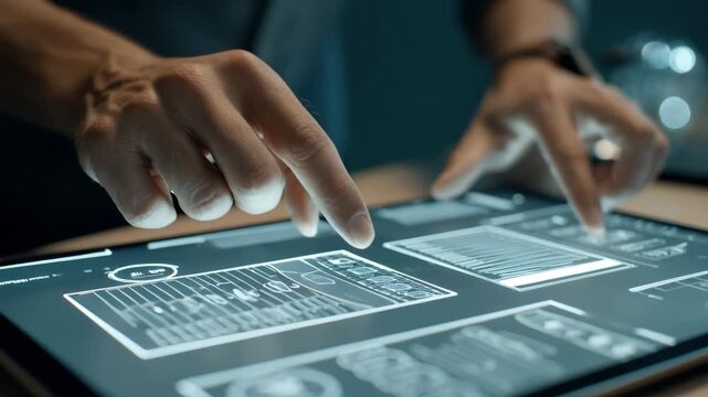 Medium shot of a developer testing interactive app screens on a tablet highlighting smooth transitions and responsive design.