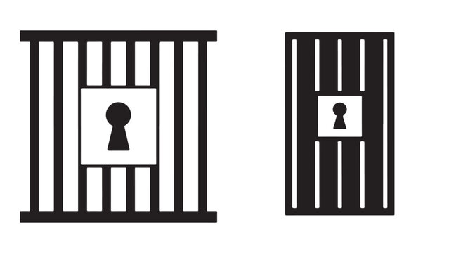 Jail bars with keyhole vector illustration prison cell icon security concept for graphic design and web elements isolated on white