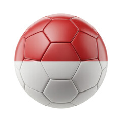 Fototapeta premium A classic soccer ball design featuring panels colored with the bold red and white of the Monaco flag, ideal for sports and national representation