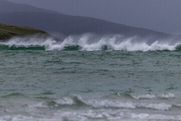 Waves at Seilebost Beach from Luskentyre Beach, Isle of Harris, Scotland