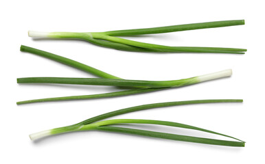 Fototapeta premium Fresh green onion on white background