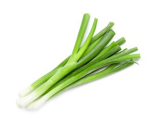 Fresh green onion on white background