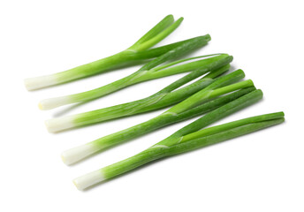 Fresh green onion on white background