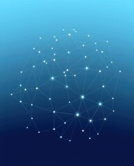 Fototapeta premium Abstract blue background with a futuristic network of glowing connected dots and lines representing technology and communication