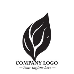 Spinach Logo Symbol in Black on the White Background Minimalist Leaf Vegetable Illustration