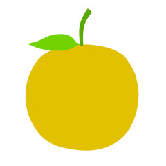 Flat vector illustration of a fresh orange fruit with leaf, simple and clean design perfect for food, health, and organic product graphics