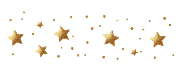 Gold stars and dots on a black background