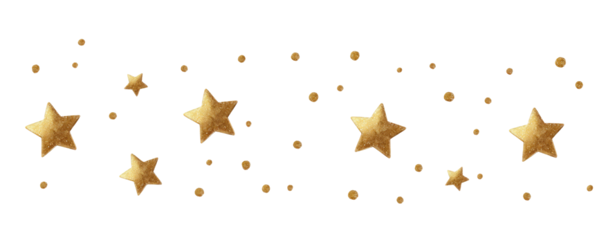 Gold stars and dots on a black background - Powered by Adobe