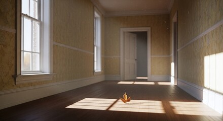 Empty Minimalist Interior Room with Window Light
