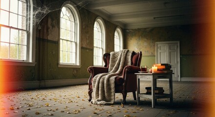 Classic interior room with armchair and window light