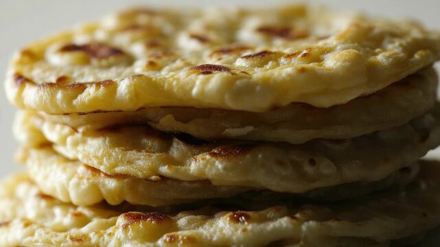 Freshly made bread buns stacked on a clean white surface, ready to serve or eat
