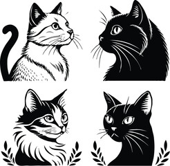 Clean black and white vector illustration of cap icons like 3.eps