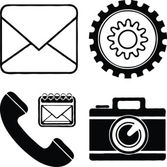 Clean black and white vector illustration of phone icons like a.eps