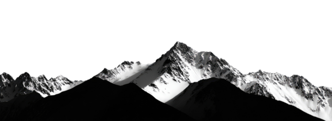 Snowy mountain peaks against a dark sky
