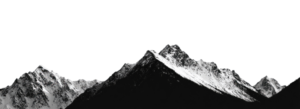 Snowy mountain range against a dark sky