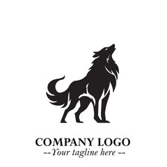 Fototapeta premium Fierce Wolf Logo Symbol in Black with Bold Lines and Powerful Minimalist Modern Design