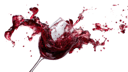Red wine glass with splashing liquid