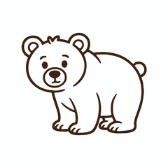 friendly bear line art vector standing profile cartoon illustration for kids nursery activity book