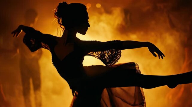 A flamenco dancer performing with passion and grace, captured in a dynamic pose.