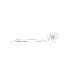 Minimalist illustration of a makeup brush with a flower isolated on white background, symbolizing the delicate artistry of beauty, nature, and the transformative power of cosmetics
