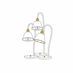 Modern table lamp in continuous line drawing isolated on white background interior design element for home decor and lighting single line art for furniture store logo and branding
