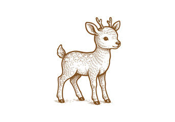 Reindeer hand drawn simple engraved vector illustration