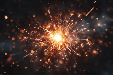Obraz premium Golden sparkling light particles forming festive abstract background