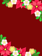 クリスマスローズとポインセチアのクリスマス風裏スト背景