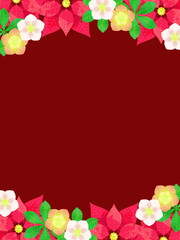クリスマスローズとポインセチアのクリスマス風裏スト背景