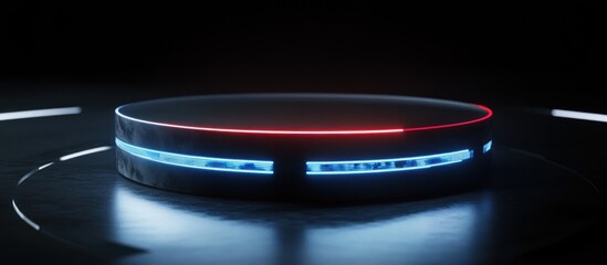 Sleek Futuristic Podium with Neon Accents for Product Showcase Presentations