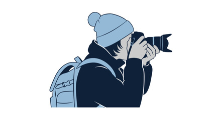 Photographer capturing unforgettable moments with professional camera outdoors, perfect for travel blogs and adventure stories, lifestyle photography