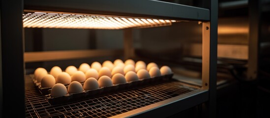 Rows of Eggs in a Commercial Warmer Ready for Serving Breakfast