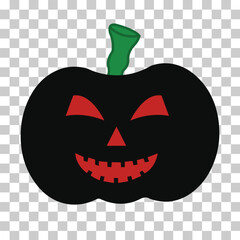 Halloween Pumpkin Illustration | Orange Jack O’ Lantern with Creepy Expression | Vector Design transparent  Background