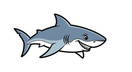 Fototapeta premium Delightful cartoon shark swimming with a playful grin, perfect for kids' designs and educational resources, radiating a fun, friendly ocean vibe