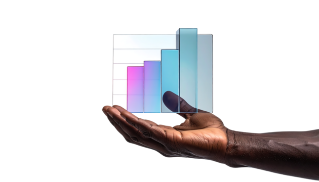 データに触れるビジネスマンの手｜背景なし・透過PNG・コピースペース