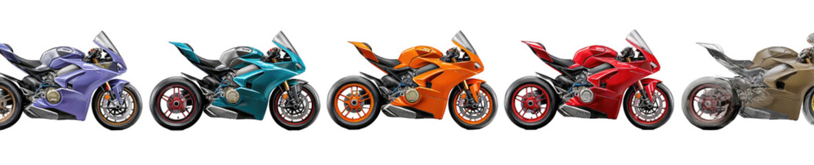 Obraz premium Row of colorful sport motorcycles (1)