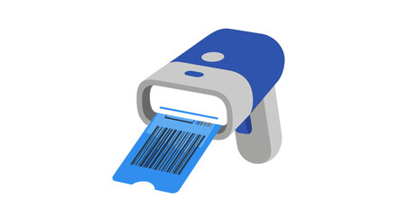Barcode Scanner Reading a Ticket with Blue Colors and Simple Style