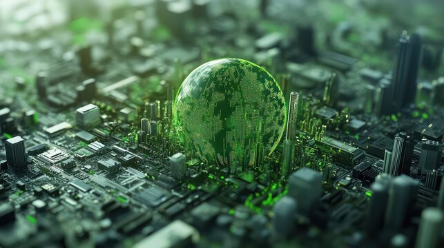 Sustainable urban development concept city digital art green environment aerial viewpoint future vision