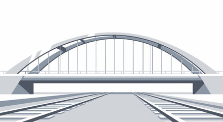 Fototapeta premium Monochromatic railway bridge illustration for transportation concepts