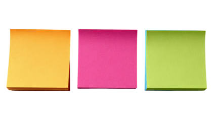 Three colorful sticky notes arranged horizontally against a black background