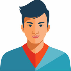 Illustration of a young Asian man with dark hair and a friendly expression.