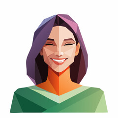 Low Poly Portrait of a Smiling Woman.