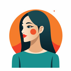 Stylized Portrait of a Woman with White Hair and Red Cheeks.