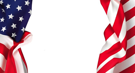 Dynamic USA flag border fabric waving powerfully creating patriotic atmosphere for national celebrations, events, and promotions.