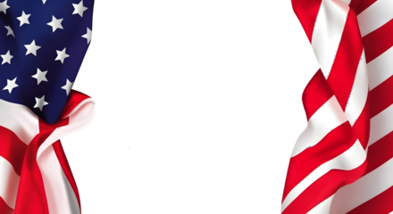 Dynamic USA flag border fabric waving powerfully creating patriotic atmosphere for national celebrations, events, and promotions.