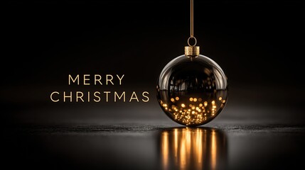 A festive Christmas ornament, shimmering with warm, inviting lights, reflecting the spirit of the season. An evocative display of celebration. Merry Christmas Banner
