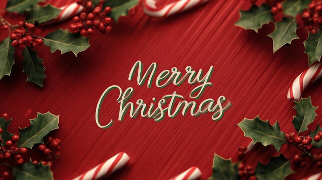 Festive Christmas Composition: A close-up shot of a holiday-themed arrangement. The central focus features Merry Christmas text, surrounded by seasonal elements. Merry Christmas Banner