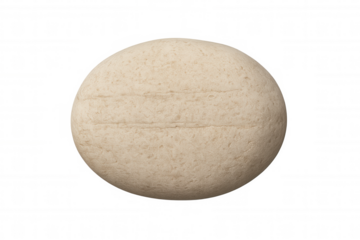 Beige round pebble stone on transparent background, showing natural surface texture and rock formation