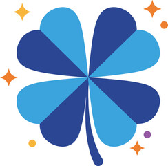 Fototapeta premium Four-leaf clover symbolizing luck in flat vector style, transparent background 