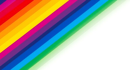 Vibrant Diagonal Rainbow Stripes Fading into a Clean White Background